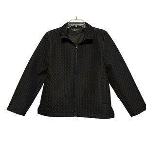 Harve Bernard Black Quilted Medium Weight Zip Jacket Coat Size Large
